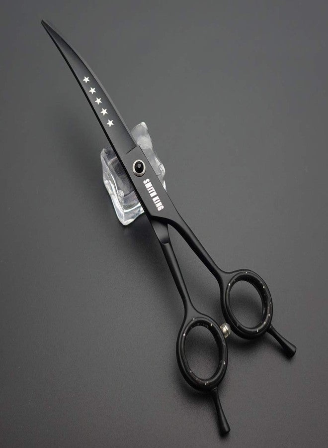 Smithking 7.0 inches Professional Dog Grooming Scissors Set Straight & thinning & Curved & chunkers & comb 5pcs in 1 Set for left-handed & right handed Black - Image 3